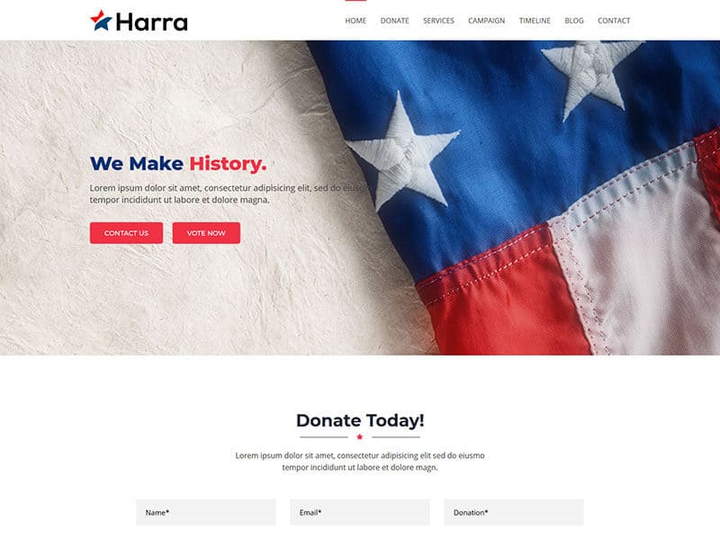 Harra - Political Landing Page Template