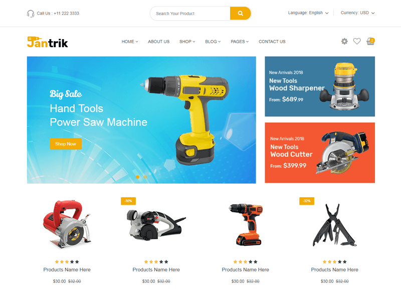 Jantrik - Tools Equipment Store eCommerce HTML Template