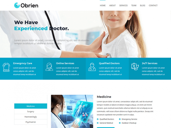Obrien - Medical, Hospital, Clinic Landing Page Template