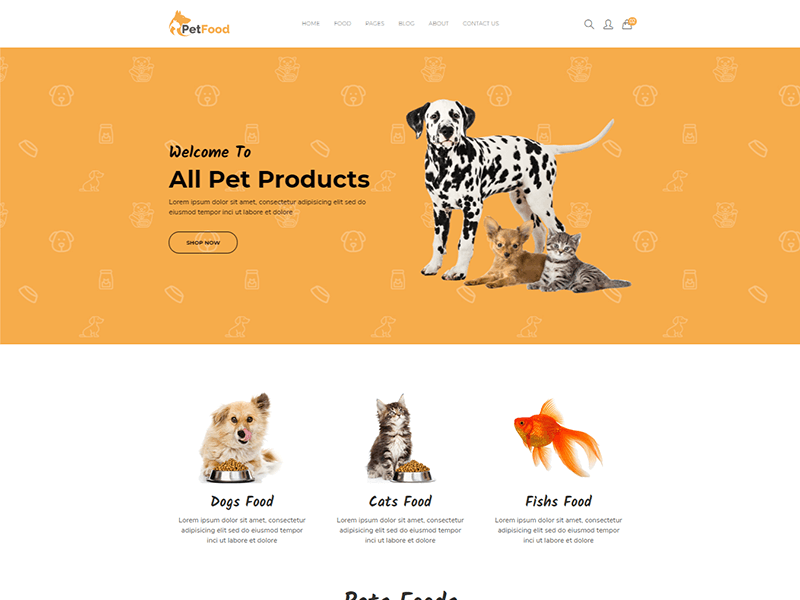 Pet Food - Pets Siter eCommerce Bootstrap4 Template