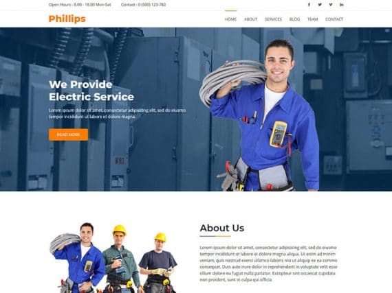 Phillips - Electrical & Electronics Service HTML Template